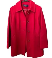 Anne Klein Wool Blend Pea Coat Jacket Women's Size Medium Red Casual Office Work