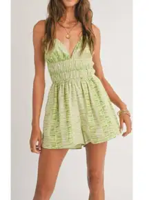 NEW SAGE THE LABEL Romper Out and About in lime natural Sample SMALL NWT