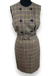 Banana Republic Vintage  Houndstooth Plaid Wool Skirt & Vest Set