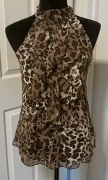 B Wear Byer California Sleeveless Leopard Print Blouse size Medium