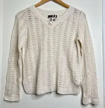 Statements Cotton Linen Blend Sweater Size Large Cream Color Spring Boho Beach