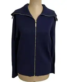 NWT Navy Blue Sweater Gold Zipper size Medium