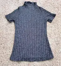 Harlowe &‎ Graham Gray Ribbed Knit Short Sleeve Mock Neck Top Womens M City Chic