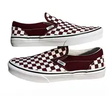 Vans Maroon Checkered Shoes