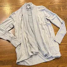 Athleta sweatshirt cardigan, shawl collar, S, heather red blue grey, normcore