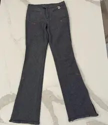 Y2K Vintage DIESEL Denim Flare Pants Side AnkleSlits Womens 28 Gray/Pink Accents