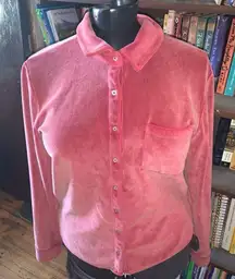 White Cloud pink velvet button down soft normcore S shirt