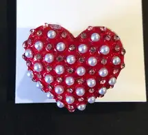 Betsey Johnson red pearl heart ring. New with tags.