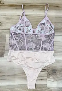 Tobi Lace Floral Embroidered Sheer Bodysuit Women’s Small