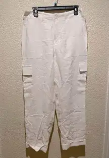 NWT A New Day Linen Cargo Pants Style Front Pockets Size 6 Off White Color