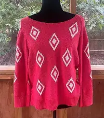 Lucky Brand Women's Red Intarsia Sweater Size M