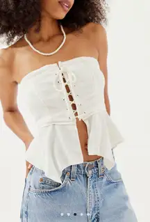 Urban Outfitters Black Lace-up Strapless Corset Top