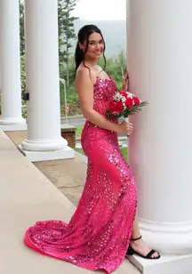 Ashley Laura Pink Mirror prom dress
