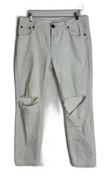 One Teaspoon Awesome Baggies Jeans Womens 28 White Distressed Ripped Denim