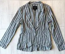 Sanctuary Anthropologie Chambray Linen Striped Blazer Size S