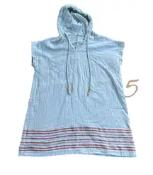 Light Blue Hooded Tunic with Striped Hem swimsuit coverup beach
