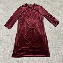 Boden Livia Dress Womens 16 18 Long Ruby Ring Red Velvet Shift Maroon Holiday