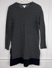 J. Jill Black White Striped Long Sleeve Layered Shirt Dress Small Petite Fall