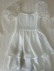 CUTE white mini dress with puffy sleeves! *worn once!* PERFECT for graduation!