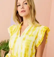 Marie Oliver Yellow Merritt Ruffle Sleeve Top Small