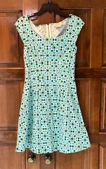 Kate Spade Florence Broadhurst Atomic Green Solar Dress Size 4 Cap Sleeve