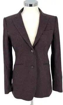 Theory Andorie Virgin Wool Tailored Two Button Blazer Dark Plum Burgundy Size 6