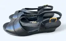 SAS Caress Cross Strap Wedge Sandal Black Women's Size 6 N Comfort Shoes