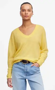 Madewell Cashmere U-Neck Pullover in Iced Lemon Yellow Size Small