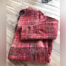 Christian Siriano Orange Plaid Open Cardigan