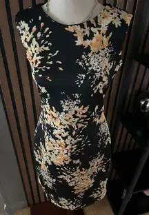 White House black market black and flowery work dress summer dress size 4
