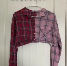 Adika women’s cropped multi-colored plaid top —‎ large