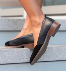 Betabrand City Skimmers Size‎ 8.5 M Black Leather Uppers Slip-Ons Women Low Heel