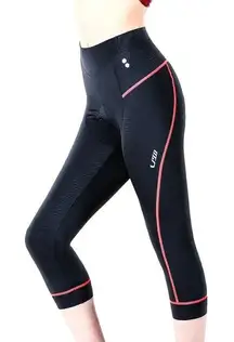 3/4 Padded Women Cycling Tights Ladies Bike Riding Shorts Wear Strech Black Sz M