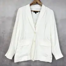 J Crew Womens Blazer Size 8 Drapey Long Parke Ivory Cupro Business Quiet‎ Luxury