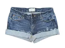Aeropostale Low Rise Micro Mini Vintage Blue Denim Jean Shorts y2k Sz 00