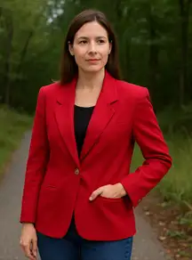 Vintage Neil Martin Red Wool Blend Blazer Women’s Size 14 | Made in USA