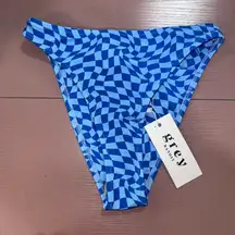 Grey Bandit Blue Checkered Bikini Bottoms