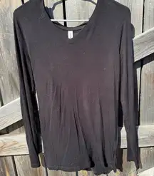 Zenana Premium Black Long Sleeve Top V-Neck Casual Everyday Shirt