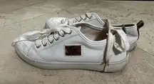 White Sneakers with Logo Patch