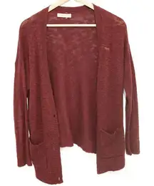 Womens Abercrombie & Fitch Burgundy Red Cardigan Sweater with Pockets Size Large