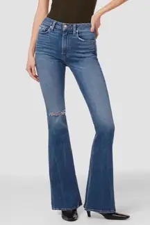 NWT Hudson Holly High Rise Flare Jeans Distressed In Gravity Wide Leg Stretch 32