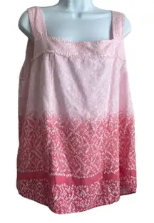Westbound Women Linen‎ Blend Top XL Ombre Pink Square Neck Flowy Boho Festival