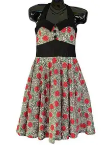 Vixen Charlie Leopard Rose Print Retro Rockabilly Halter Neck Dress