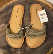 Laguna Strappy Leather Sandals Olive Size 6 New