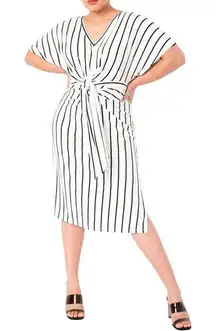 New! ELOQUII cross front‎ Wrap Around Dress black white stripe, 18