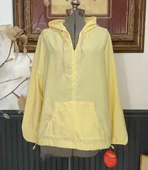 NWT Vintage L.L. Bean Butter Yellow Quarter Zip Windbreaker UPF 50+ - Sz L 🧡🎀