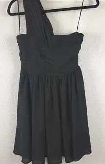 NEW Express Black One Shoulder Ruched Bodice Dress Size 0 Classic Minimalist