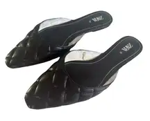 Zara Women’s Black Quilted Fabric Vegan Leather Slip On Mules Euro 39 US 8-8.5