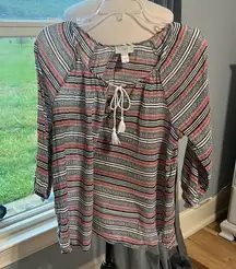 Loft  Top Loose Lightweight Shirt Womens S Boho Hippie Earthy Multicolor Cotton