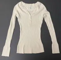 Mossimo Rib Knit Henley Women’s Top Cream